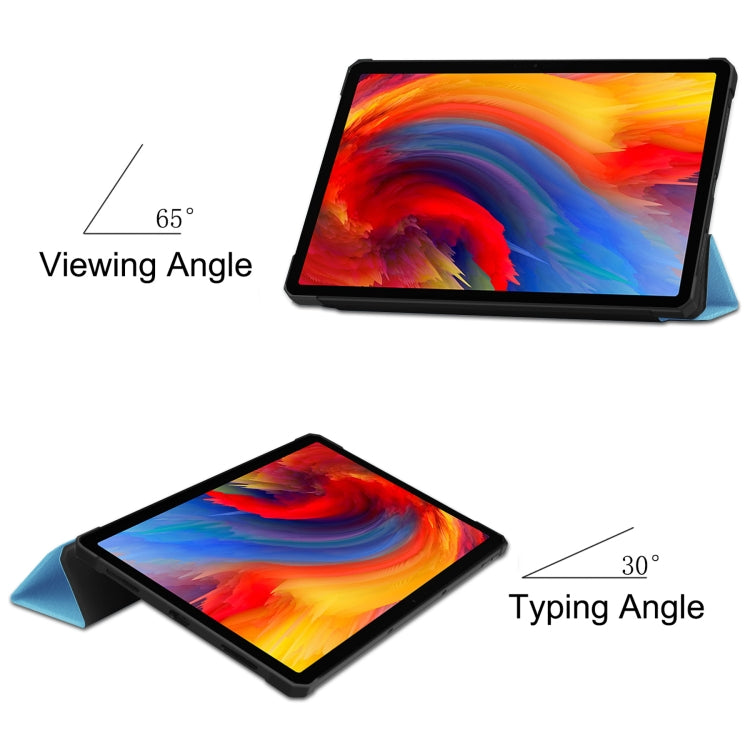 For Lenovo Pad Plus 11 2021 Custer Pattern Pure Color TPU Smart Tablet Holster with Sleep Function & 3-Fold Holder