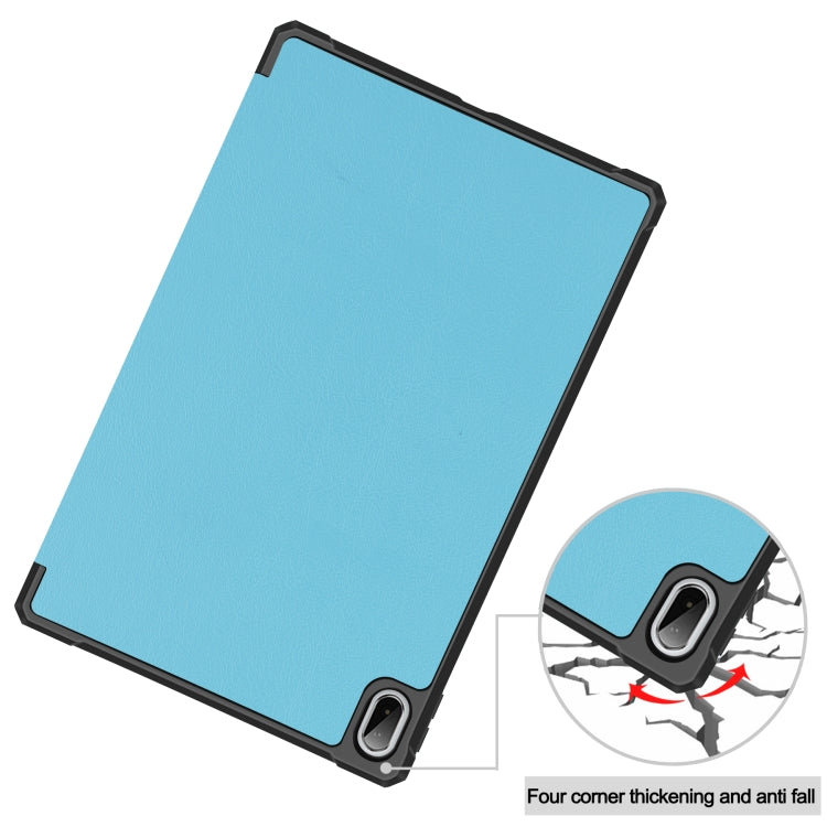 For Lenovo Pad Plus 11 2021 Custer Pattern Pure Color TPU Smart Tablet Holster with Sleep Function & 3-Fold Holder