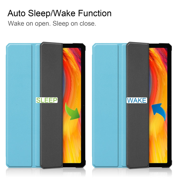 For Lenovo Pad Plus 11 2021 Custer Pattern Pure Color TPU Smart Tablet Holster with Sleep Function & 3-Fold Holder