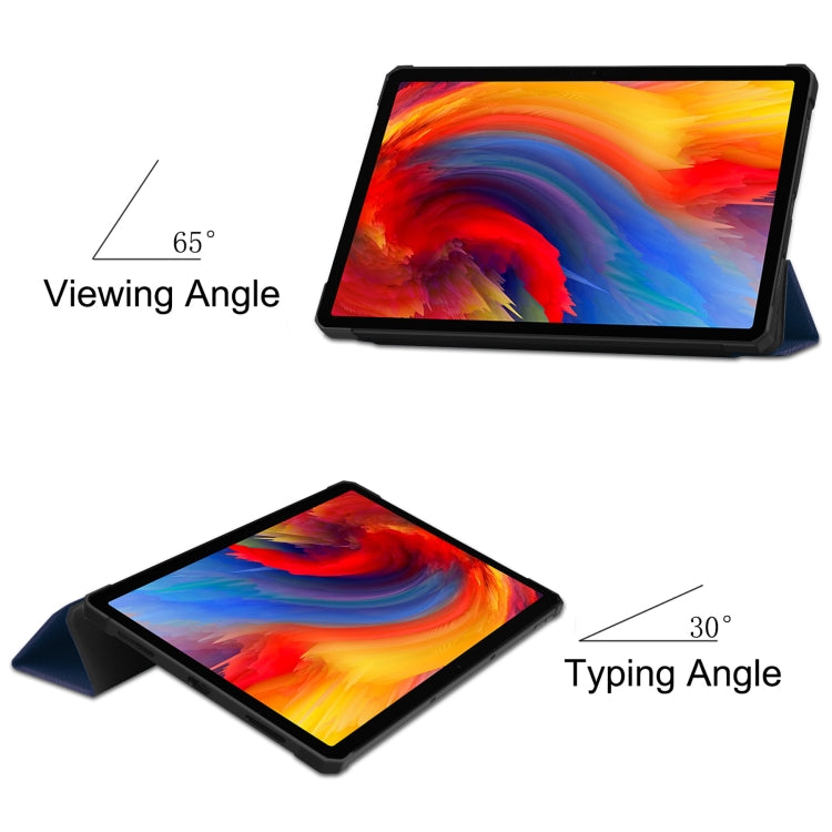 For Lenovo Pad Plus 11 2021 Custer Pattern Pure Color TPU Smart Tablet Holster with Sleep Function & 3-Fold Holder