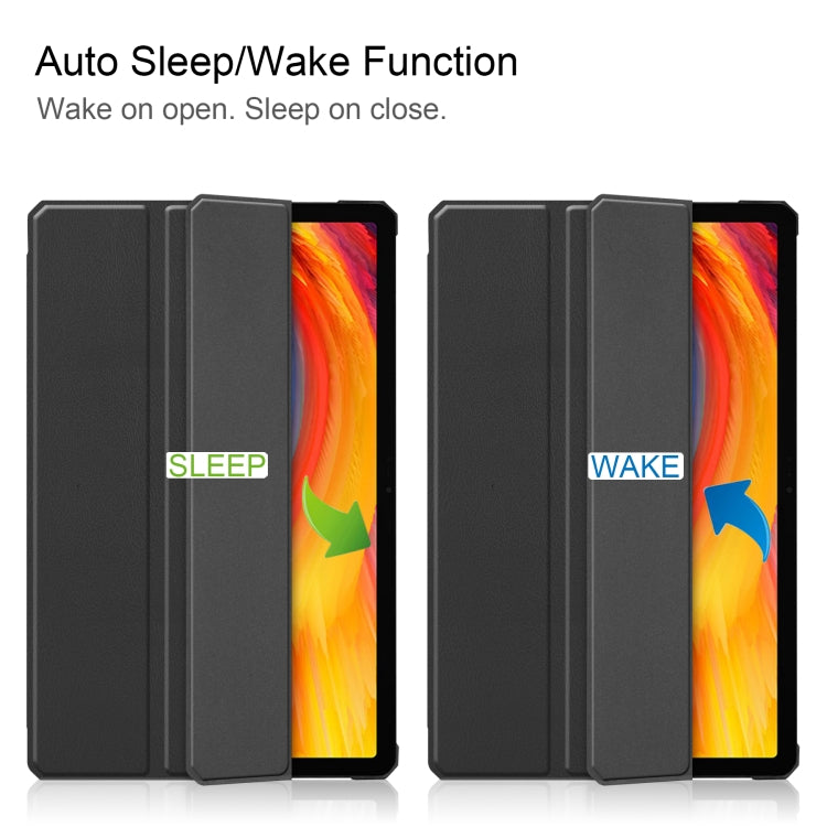 For Lenovo Pad Plus 11 2021 Custer Pattern Pure Color TPU Smart Tablet Holster with Sleep Function & 3-Fold Holder