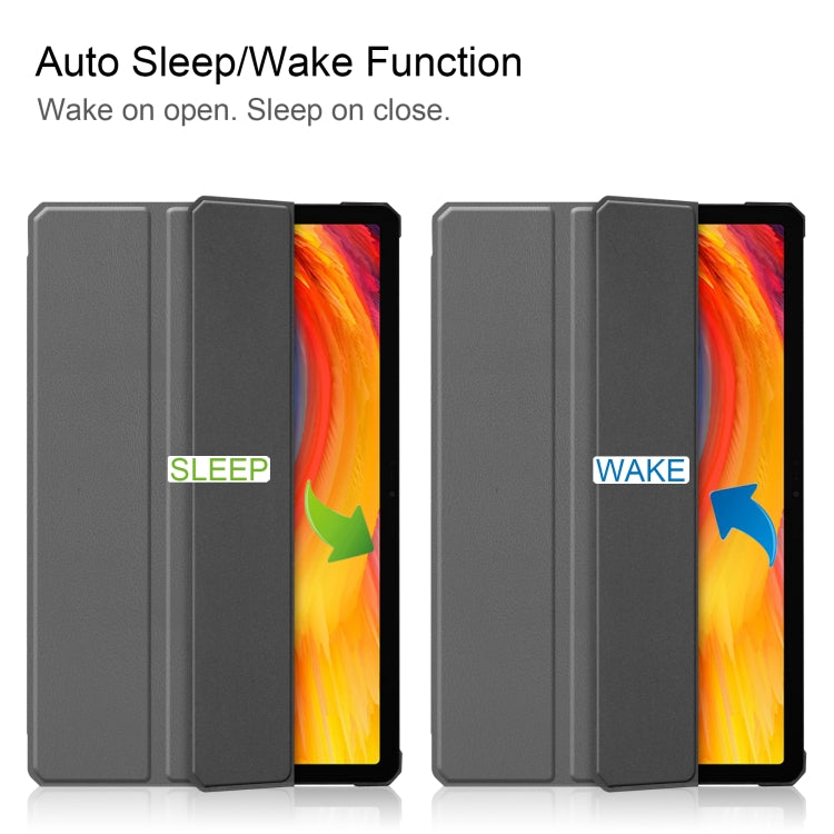For Lenovo Pad Plus 11 2021 Custer Pattern Pure Color TPU Smart Tablet Holster with Sleep Function & 3-Fold Holder