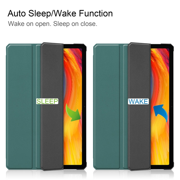 For Lenovo Pad Plus 11 2021 Custer Pattern Pure Color TPU Smart Tablet Holster with Sleep Function & 3-Fold Holder