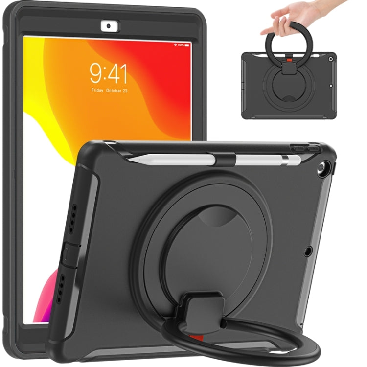 For iPad 10.2 2021 / 2020 / 2019 Shockproof TPU + PC Protective Case with 360 Degree Rotation Foldable Handle Grip Holder & Pen Slot