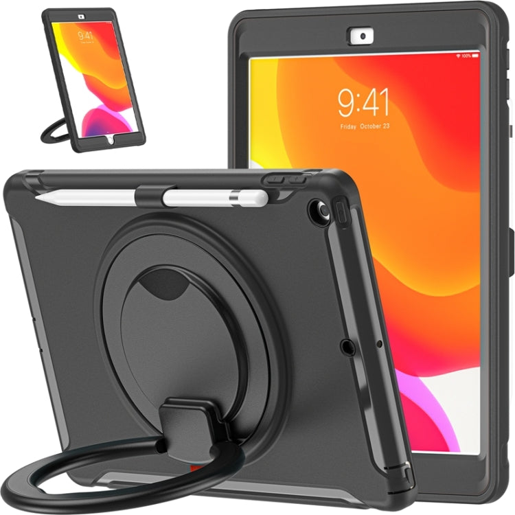 For iPad 10.2 2021 / 2020 / 2019 Shockproof TPU + PC Protective Case with 360 Degree Rotation Foldable Handle Grip Holder & Pen Slot