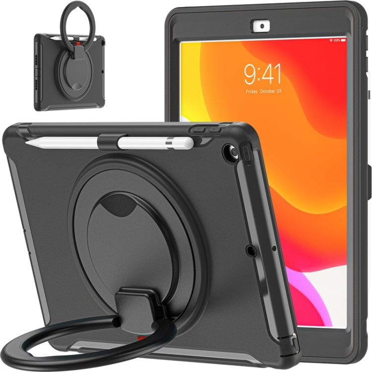For iPad 10.2 2021 / 2020 / 2019 Shockproof TPU + PC Protective Case with 360 Degree Rotation Foldable Handle Grip Holder & Pen Slot