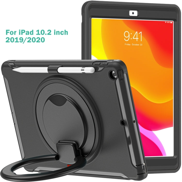 For iPad 10.2 2021 / 2020 / 2019 Shockproof TPU + PC Protective Case with 360 Degree Rotation Foldable Handle Grip Holder & Pen Slot