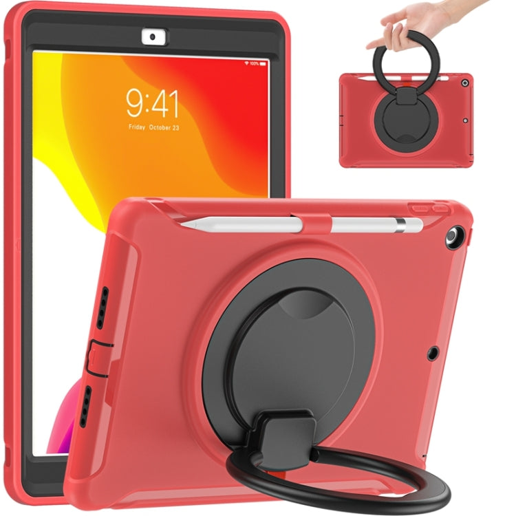 For iPad 10.2 2021 / 2020 / 2019 Shockproof TPU + PC Protective Case with 360 Degree Rotation Foldable Handle Grip Holder & Pen Slot