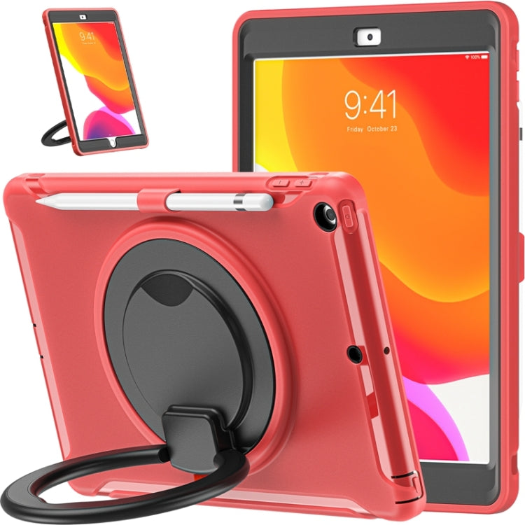 For iPad 10.2 2021 / 2020 / 2019 Shockproof TPU + PC Protective Case with 360 Degree Rotation Foldable Handle Grip Holder & Pen Slot