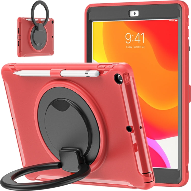 For iPad 10.2 2021 / 2020 / 2019 Shockproof TPU + PC Protective Case with 360 Degree Rotation Foldable Handle Grip Holder & Pen Slot