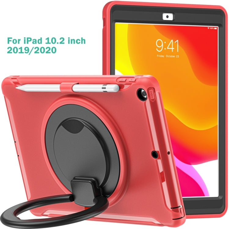 For iPad 10.2 2021 / 2020 / 2019 Shockproof TPU + PC Protective Case with 360 Degree Rotation Foldable Handle Grip Holder & Pen Slot