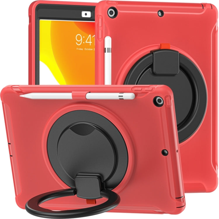 For iPad 10.2 2021 / 2020 / 2019 Shockproof TPU + PC Protective Case with 360 Degree Rotation Foldable Handle Grip Holder & Pen Slot