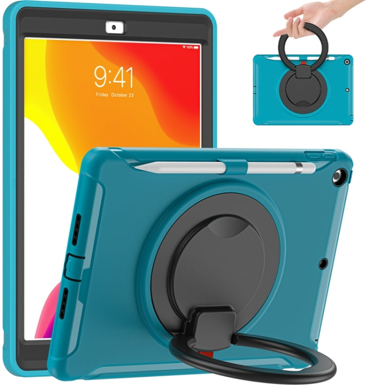 For iPad 10.2 2021 / 2020 / 2019 Shockproof TPU + PC Protective Case with 360 Degree Rotation Foldable Handle Grip Holder & Pen Slot