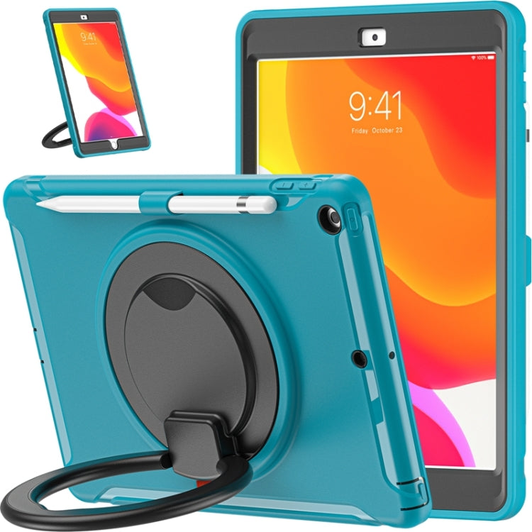 For iPad 10.2 2021 / 2020 / 2019 Shockproof TPU + PC Protective Case with 360 Degree Rotation Foldable Handle Grip Holder & Pen Slot