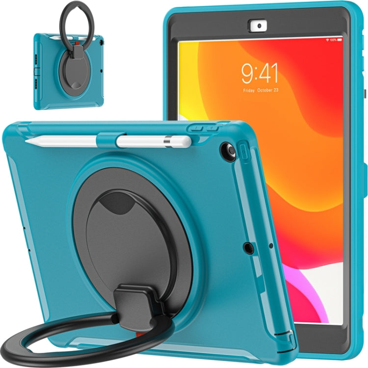 For iPad 10.2 2021 / 2020 / 2019 Shockproof TPU + PC Protective Case with 360 Degree Rotation Foldable Handle Grip Holder & Pen Slot