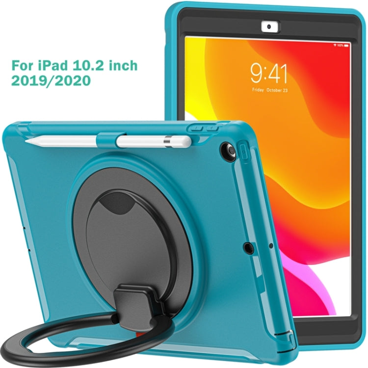 For iPad 10.2 2021 / 2020 / 2019 Shockproof TPU + PC Protective Case with 360 Degree Rotation Foldable Handle Grip Holder & Pen Slot