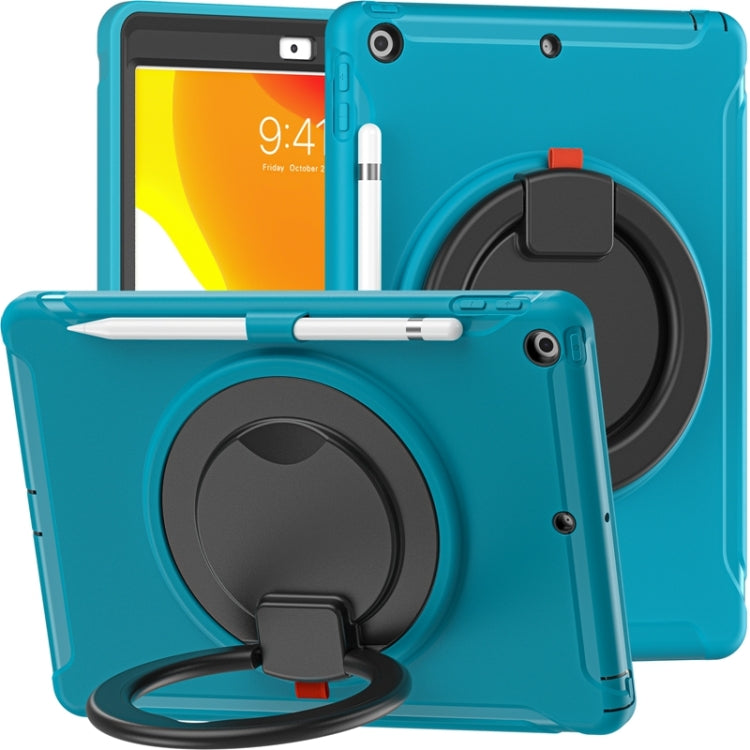 For iPad 10.2 2021 / 2020 / 2019 Shockproof TPU + PC Protective Case with 360 Degree Rotation Foldable Handle Grip Holder & Pen Slot