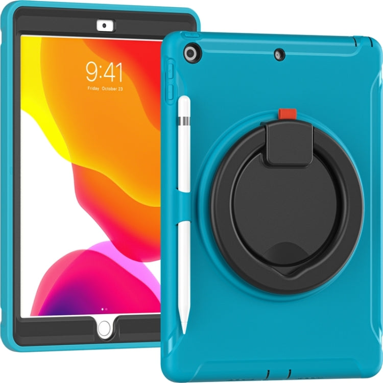 For iPad 10.2 2021 / 2020 / 2019 Shockproof TPU + PC Protective Case with 360 Degree Rotation Foldable Handle Grip Holder & Pen Slot