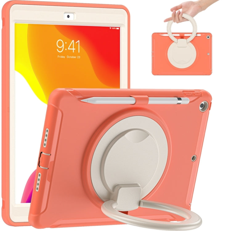 For iPad 10.2 2021 / 2020 / 2019 Shockproof TPU + PC Protective Case with 360 Degree Rotation Foldable Handle Grip Holder & Pen Slot