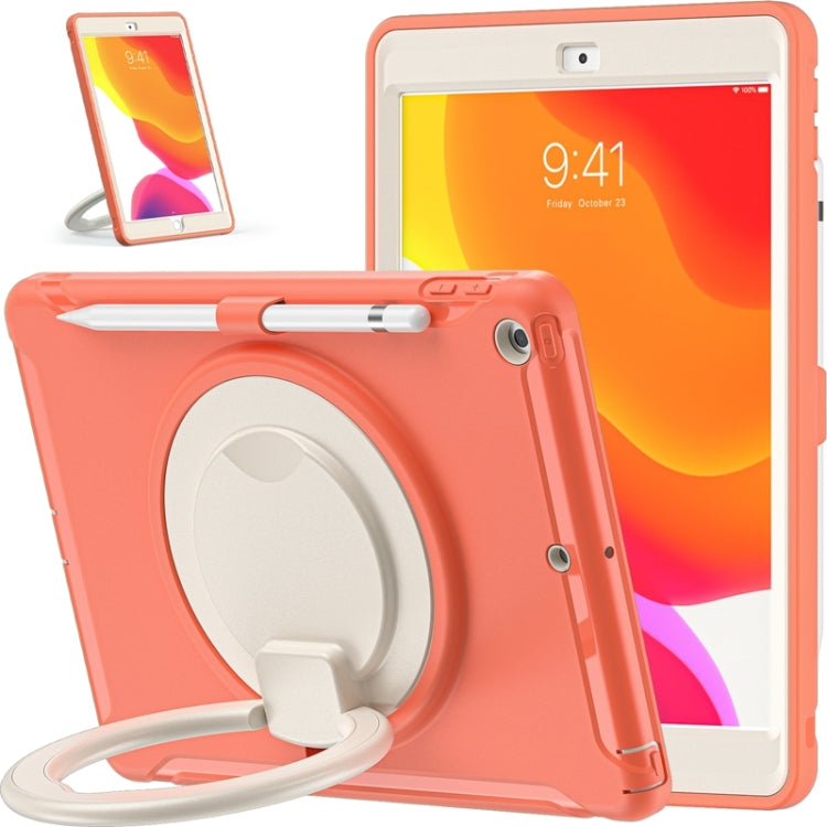 For iPad 10.2 2021 / 2020 / 2019 Shockproof TPU + PC Protective Case with 360 Degree Rotation Foldable Handle Grip Holder & Pen Slot