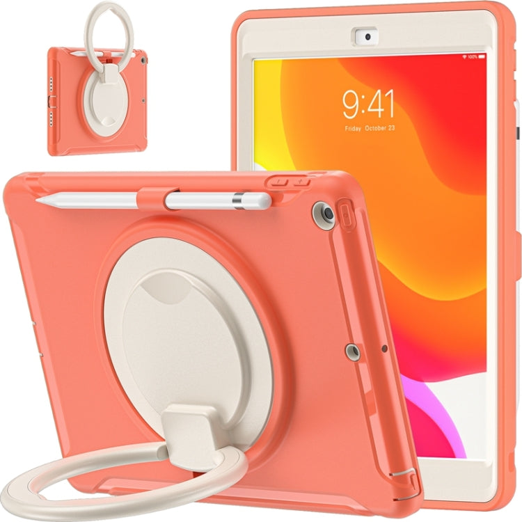 For iPad 10.2 2021 / 2020 / 2019 Shockproof TPU + PC Protective Case with 360 Degree Rotation Foldable Handle Grip Holder & Pen Slot