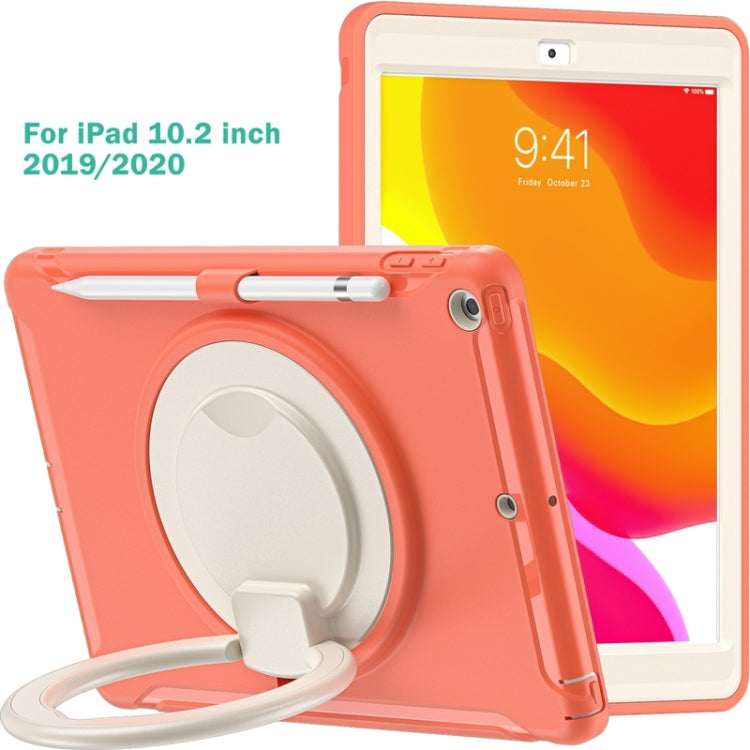 For iPad 10.2 2021 / 2020 / 2019 Shockproof TPU + PC Protective Case with 360 Degree Rotation Foldable Handle Grip Holder & Pen Slot
