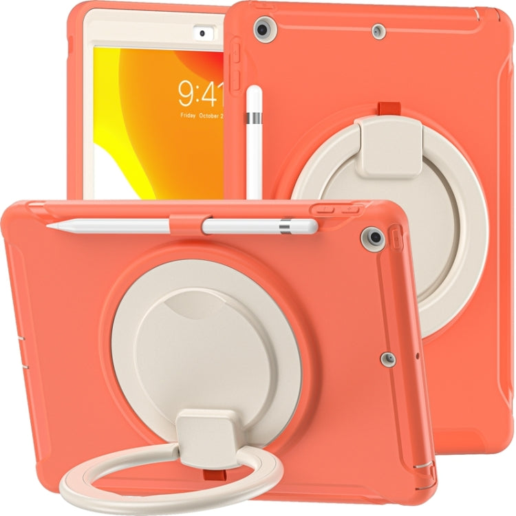 For iPad 10.2 2021 / 2020 / 2019 Shockproof TPU + PC Protective Case with 360 Degree Rotation Foldable Handle Grip Holder & Pen Slot