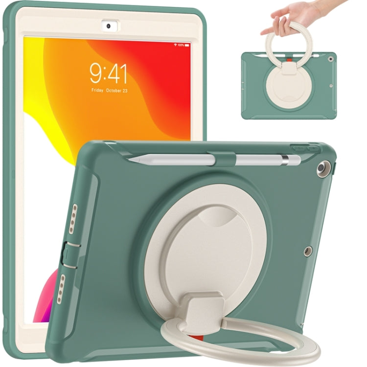 For iPad 10.2 2021 / 2020 / 2019 Shockproof TPU + PC Protective Case with 360 Degree Rotation Foldable Handle Grip Holder & Pen Slot