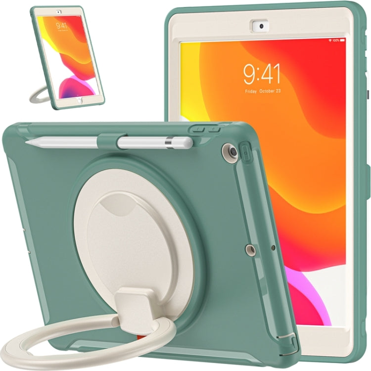 For iPad 10.2 2021 / 2020 / 2019 Shockproof TPU + PC Protective Case with 360 Degree Rotation Foldable Handle Grip Holder & Pen Slot