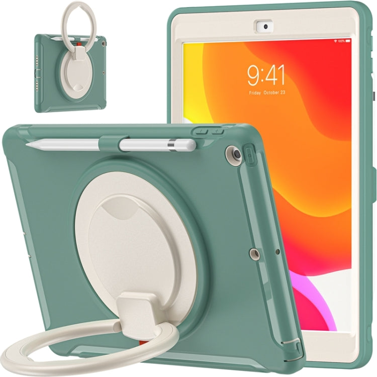 For iPad 10.2 2021 / 2020 / 2019 Shockproof TPU + PC Protective Case with 360 Degree Rotation Foldable Handle Grip Holder & Pen Slot