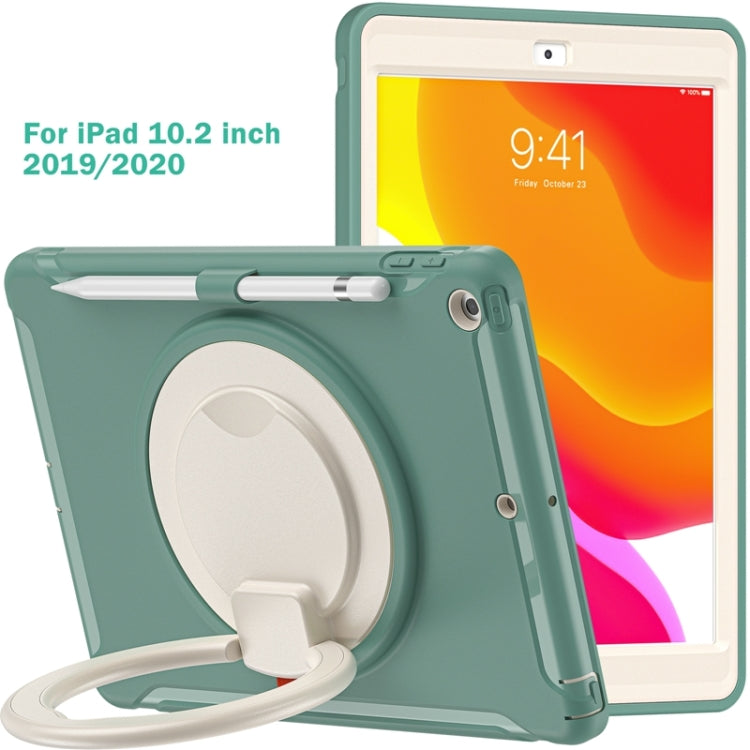 For iPad 10.2 2021 / 2020 / 2019 Shockproof TPU + PC Protective Case with 360 Degree Rotation Foldable Handle Grip Holder & Pen Slot