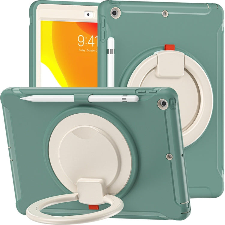 For iPad 10.2 2021 / 2020 / 2019 Shockproof TPU + PC Protective Case with 360 Degree Rotation Foldable Handle Grip Holder & Pen Slot