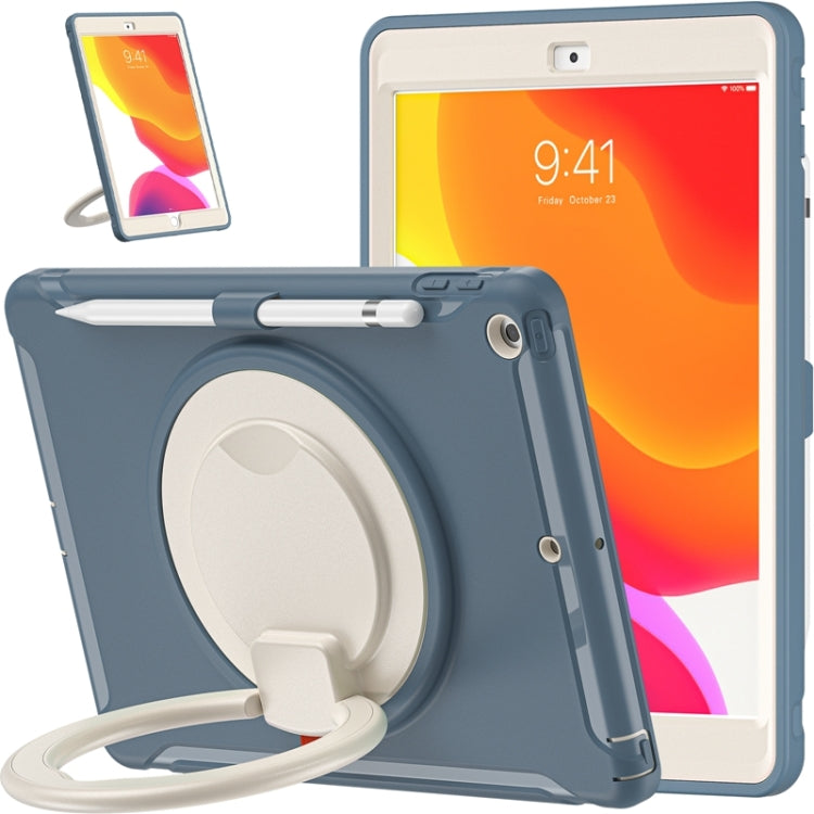 For iPad 10.2 2021 / 2020 / 2019 Shockproof TPU + PC Protective Case with 360 Degree Rotation Foldable Handle Grip Holder & Pen Slot