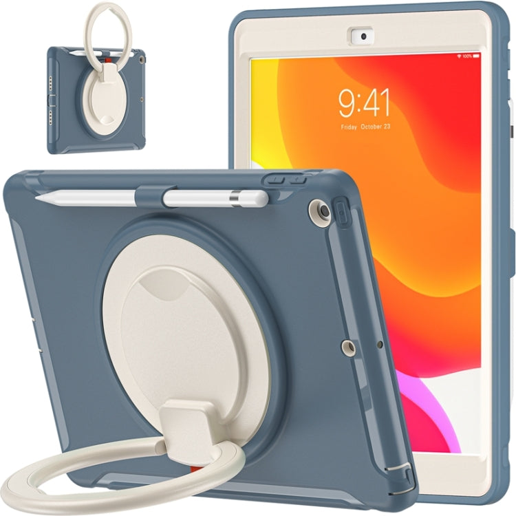 For iPad 10.2 2021 / 2020 / 2019 Shockproof TPU + PC Protective Case with 360 Degree Rotation Foldable Handle Grip Holder & Pen Slot