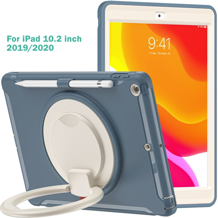 For iPad 10.2 2021 / 2020 / 2019 Shockproof TPU + PC Protective Case with 360 Degree Rotation Foldable Handle Grip Holder & Pen Slot