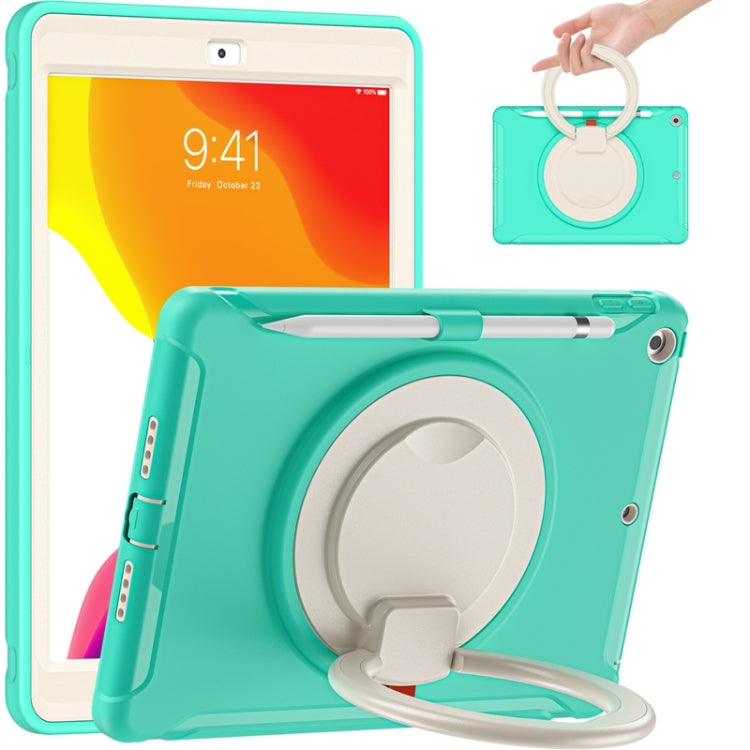 For iPad 10.2 2021 / 2020 / 2019 Shockproof TPU + PC Protective Case with 360 Degree Rotation Foldable Handle Grip Holder & Pen Slot