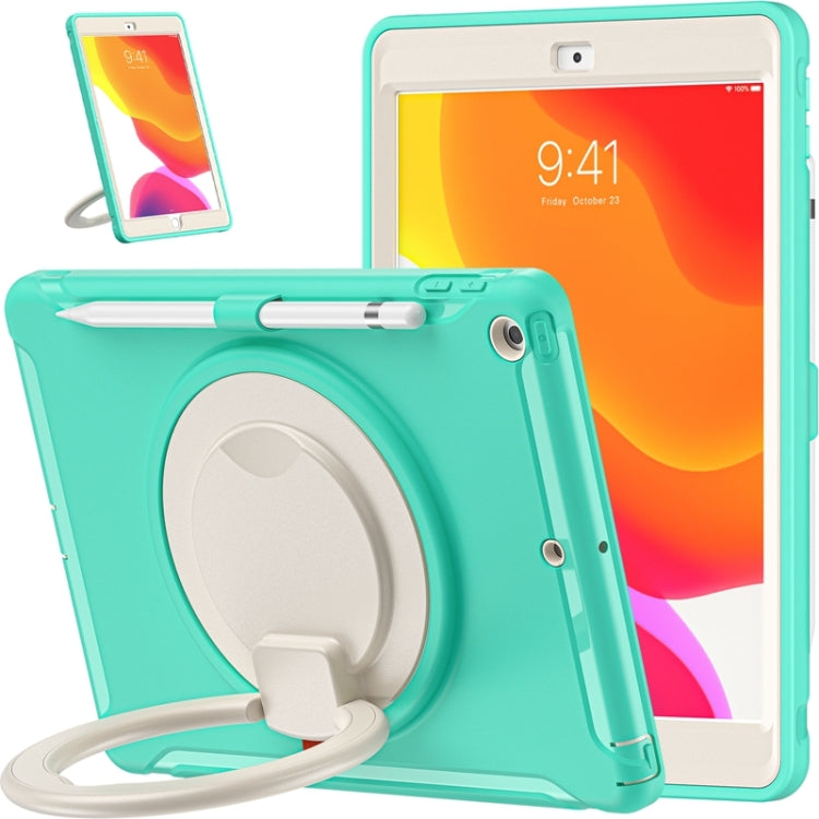 For iPad 10.2 2021 / 2020 / 2019 Shockproof TPU + PC Protective Case with 360 Degree Rotation Foldable Handle Grip Holder & Pen Slot