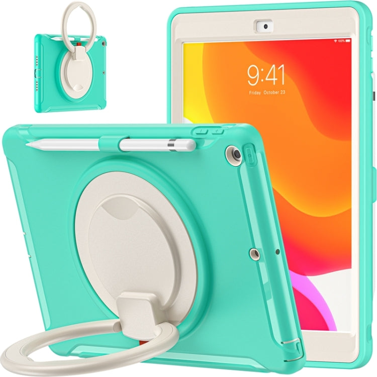 For iPad 10.2 2021 / 2020 / 2019 Shockproof TPU + PC Protective Case with 360 Degree Rotation Foldable Handle Grip Holder & Pen Slot