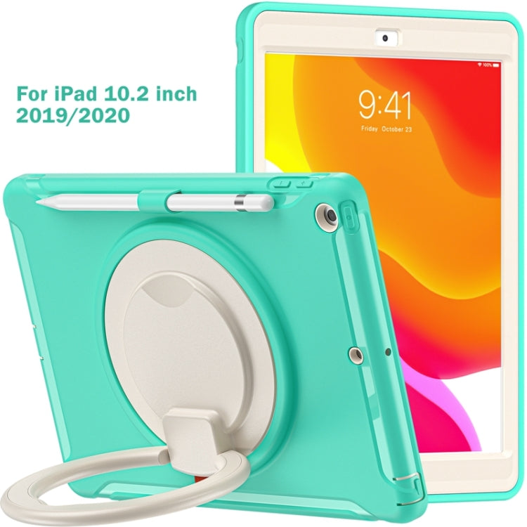For iPad 10.2 2021 / 2020 / 2019 Shockproof TPU + PC Protective Case with 360 Degree Rotation Foldable Handle Grip Holder & Pen Slot