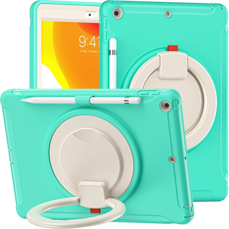 For iPad 10.2 2021 / 2020 / 2019 Shockproof TPU + PC Protective Case with 360 Degree Rotation Foldable Handle Grip Holder & Pen Slot