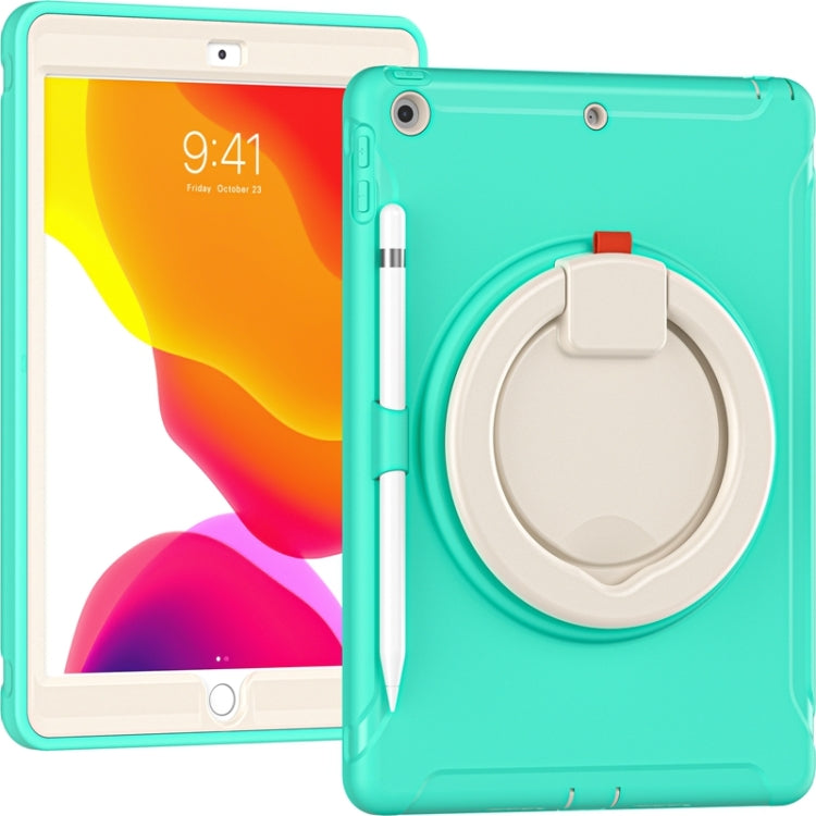 For iPad 10.2 2021 / 2020 / 2019 Shockproof TPU + PC Protective Case with 360 Degree Rotation Foldable Handle Grip Holder & Pen Slot