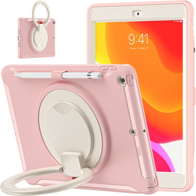 For iPad 10.2 2021 / 2020 / 2019 Shockproof TPU + PC Protective Case with 360 Degree Rotation Foldable Handle Grip Holder & Pen Slot