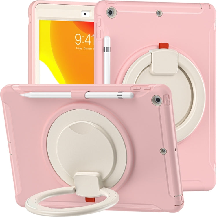 For iPad 10.2 2021 / 2020 / 2019 Shockproof TPU + PC Protective Case with 360 Degree Rotation Foldable Handle Grip Holder & Pen Slot