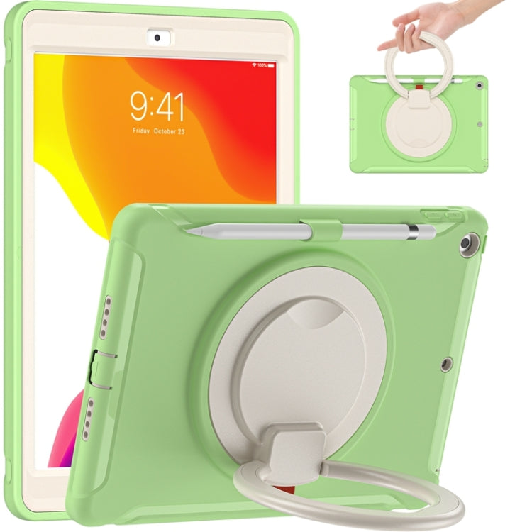 For iPad 10.2 2021 / 2020 / 2019 Shockproof TPU + PC Protective Case with 360 Degree Rotation Foldable Handle Grip Holder & Pen Slot