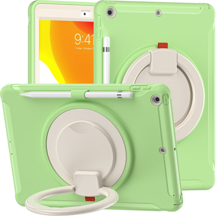 For iPad 10.2 2021 / 2020 / 2019 Shockproof TPU + PC Protective Case with 360 Degree Rotation Foldable Handle Grip Holder & Pen Slot
