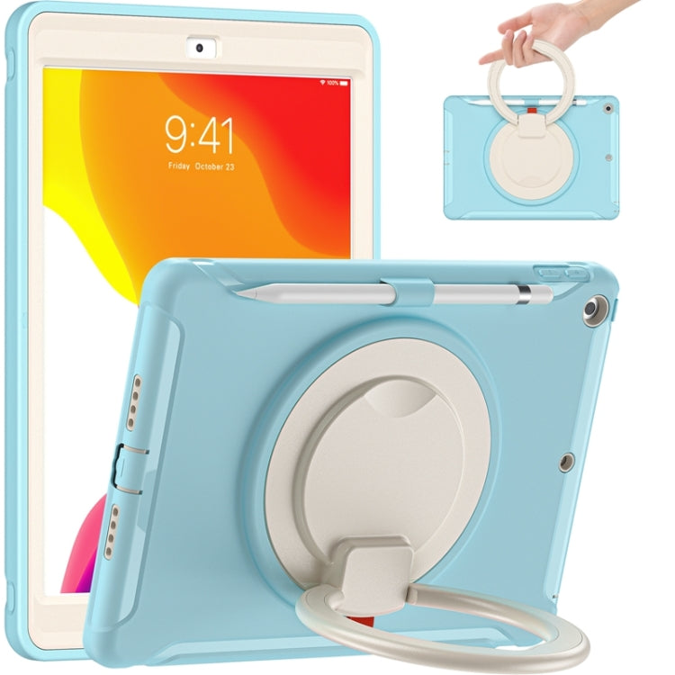 For iPad 10.2 2021 / 2020 / 2019 Shockproof TPU + PC Protective Case with 360 Degree Rotation Foldable Handle Grip Holder & Pen Slot