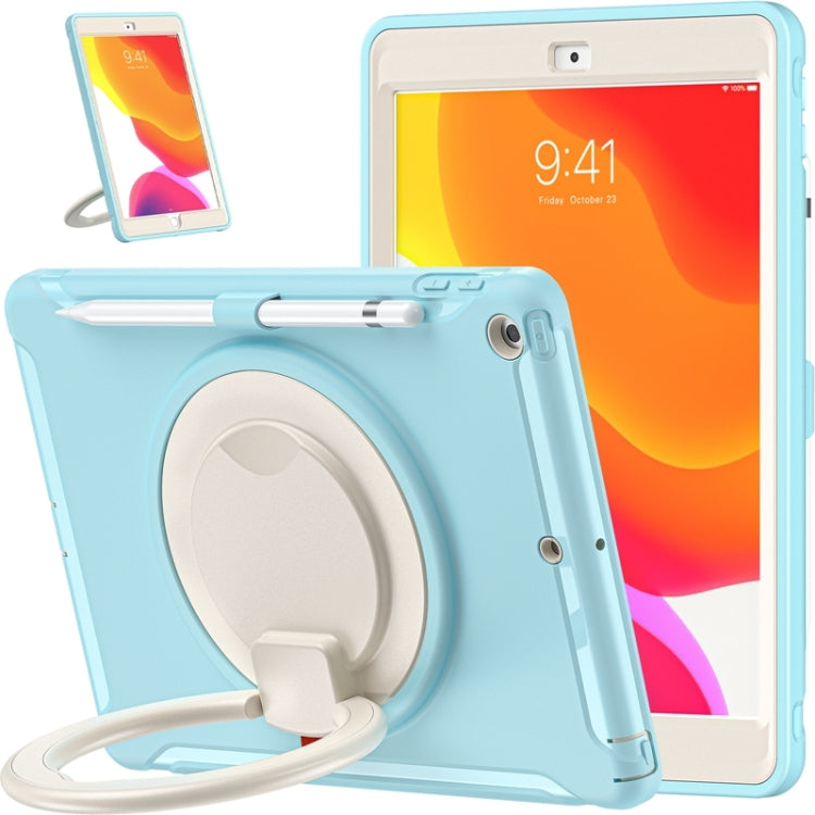For iPad 10.2 2021 / 2020 / 2019 Shockproof TPU + PC Protective Case with 360 Degree Rotation Foldable Handle Grip Holder & Pen Slot