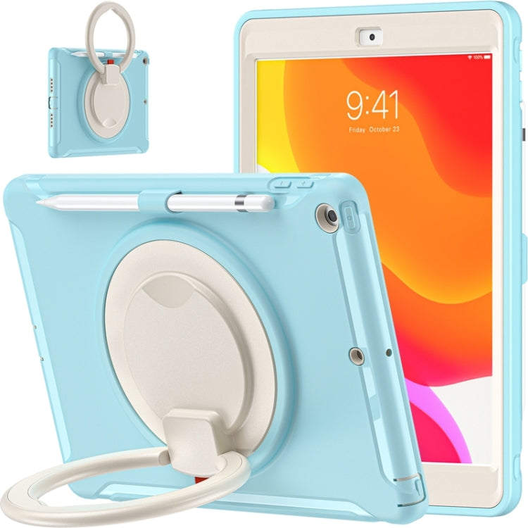 For iPad 10.2 2021 / 2020 / 2019 Shockproof TPU + PC Protective Case with 360 Degree Rotation Foldable Handle Grip Holder & Pen Slot