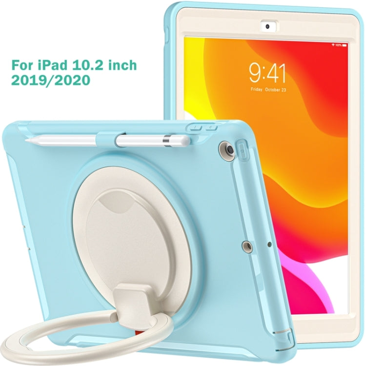 For iPad 10.2 2021 / 2020 / 2019 Shockproof TPU + PC Protective Case with 360 Degree Rotation Foldable Handle Grip Holder & Pen Slot