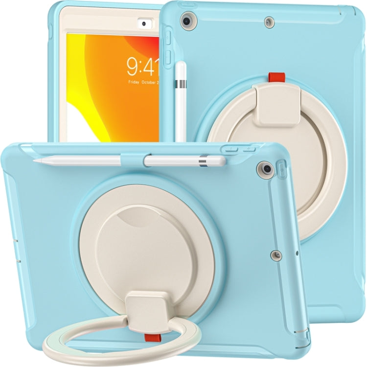 For iPad 10.2 2021 / 2020 / 2019 Shockproof TPU + PC Protective Case with 360 Degree Rotation Foldable Handle Grip Holder & Pen Slot